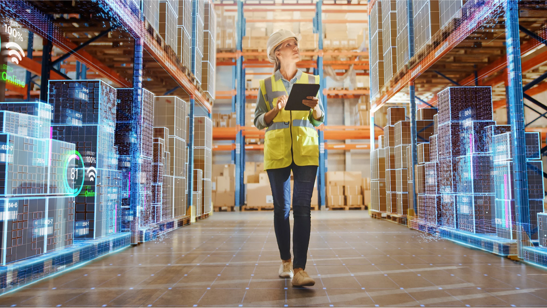 Woman in a warehouse